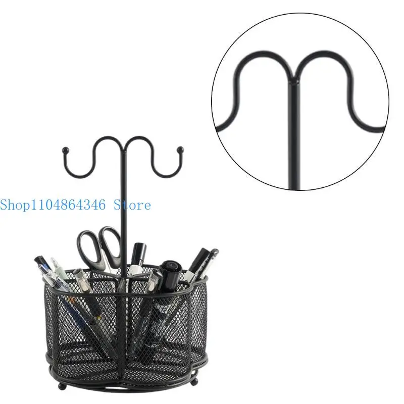 5asd Multifunctional Desk Organiser Pen Holder with 5 Compartments and Keychain Hook for Pen, Staplers, Notes Paper, Marker