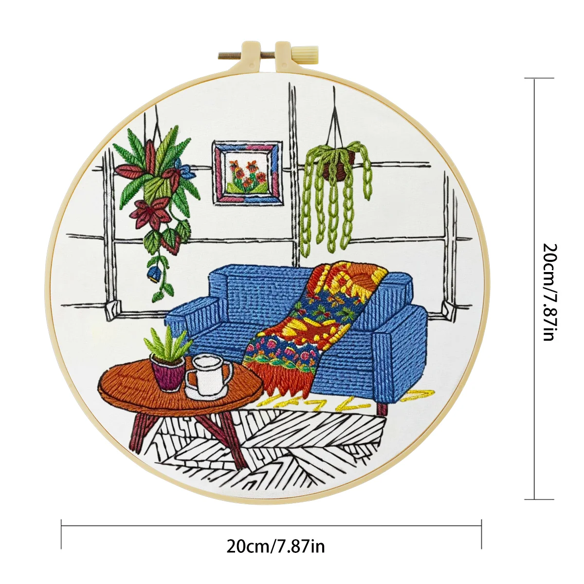1 Stück 20x20 cm/15x15 cm 7,87/6,3 Zoll Sofa-Stickerei-Starter-Kit DIY-Kit DIY-Stickerei-Set Handarbeiten Heimdekorations-Set für Anfänger – Detail 5