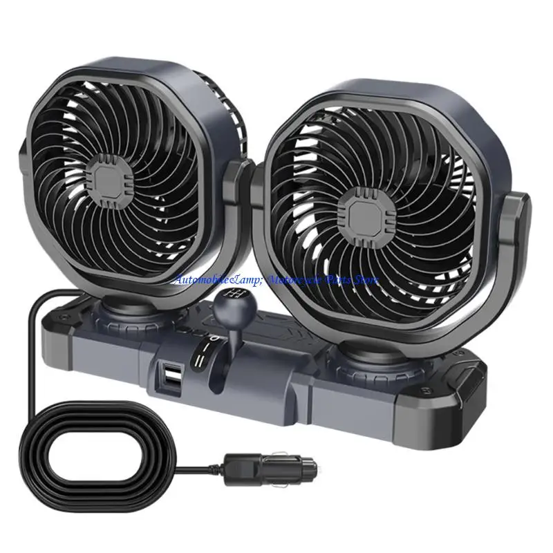H7BD Energy Efficient Double Headed Fan Low Noise Design With Wide Coverage For Home Travel Automotive And Indoor Use