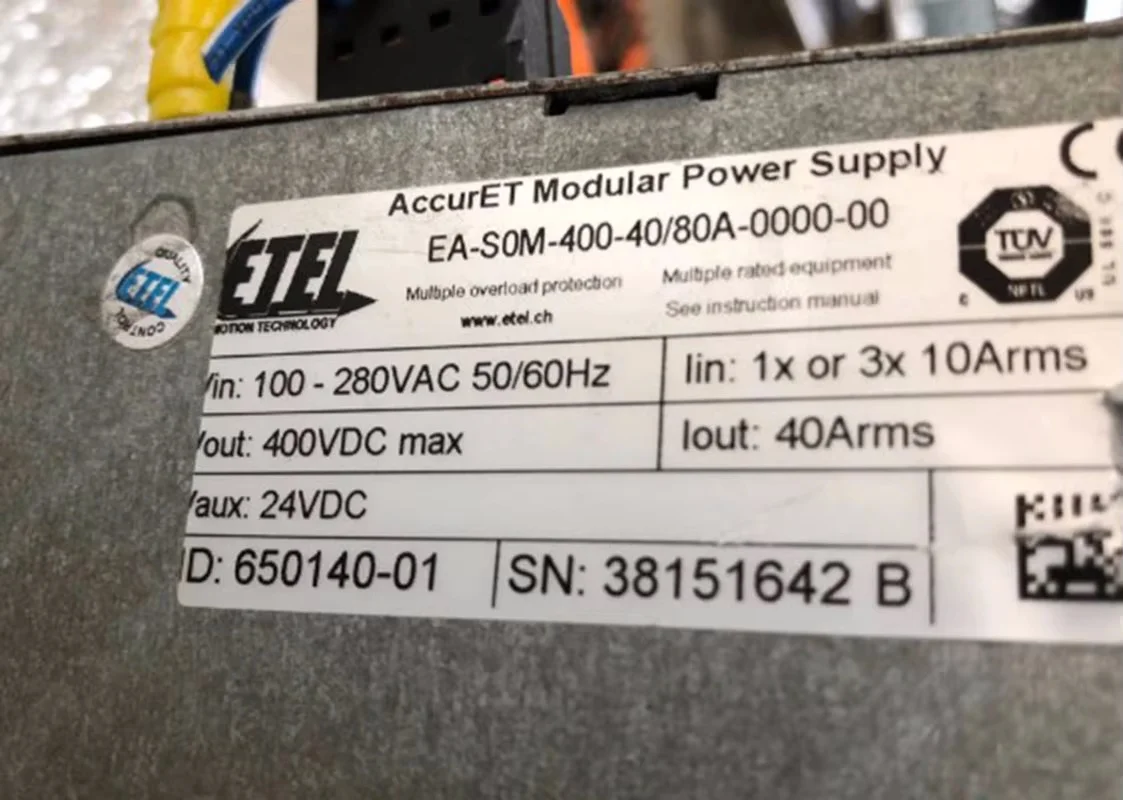 Etel EA-S0M-400-40/80A-0000-00 Accuret Modular Power Supply 100-280 V Input SOM Used In Good Condition