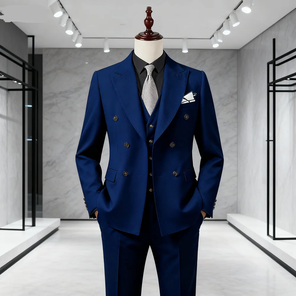 

Настраиваемый мужской белый терно-костюм-тройка с кремовым лацканом, куртка, брюки, жилет, комплект с регулировкой пряжки на груди