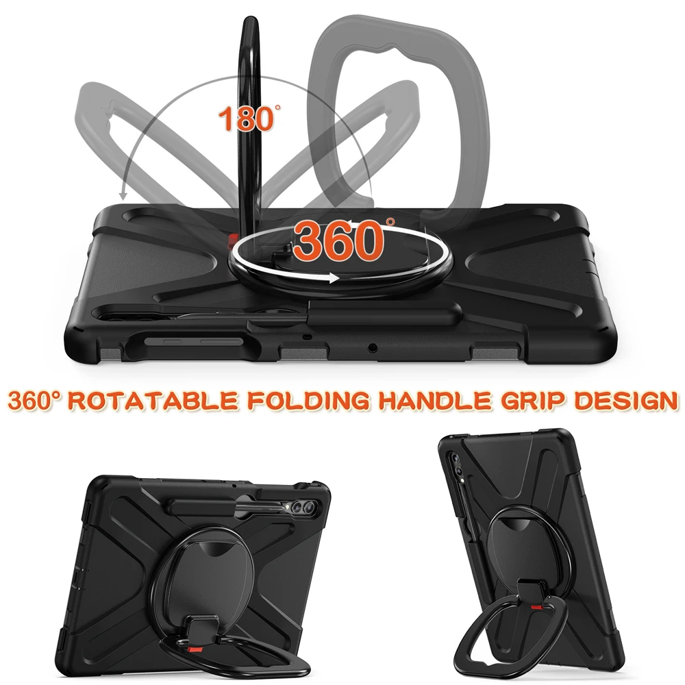 

Portable Tablet Cases For Samsung Galaxy Tab S7 S8+ S9+ S8 S7 S9 Plus S10 Lite FE S9FE Case Cover Rotate PC Stand Silicone Shell