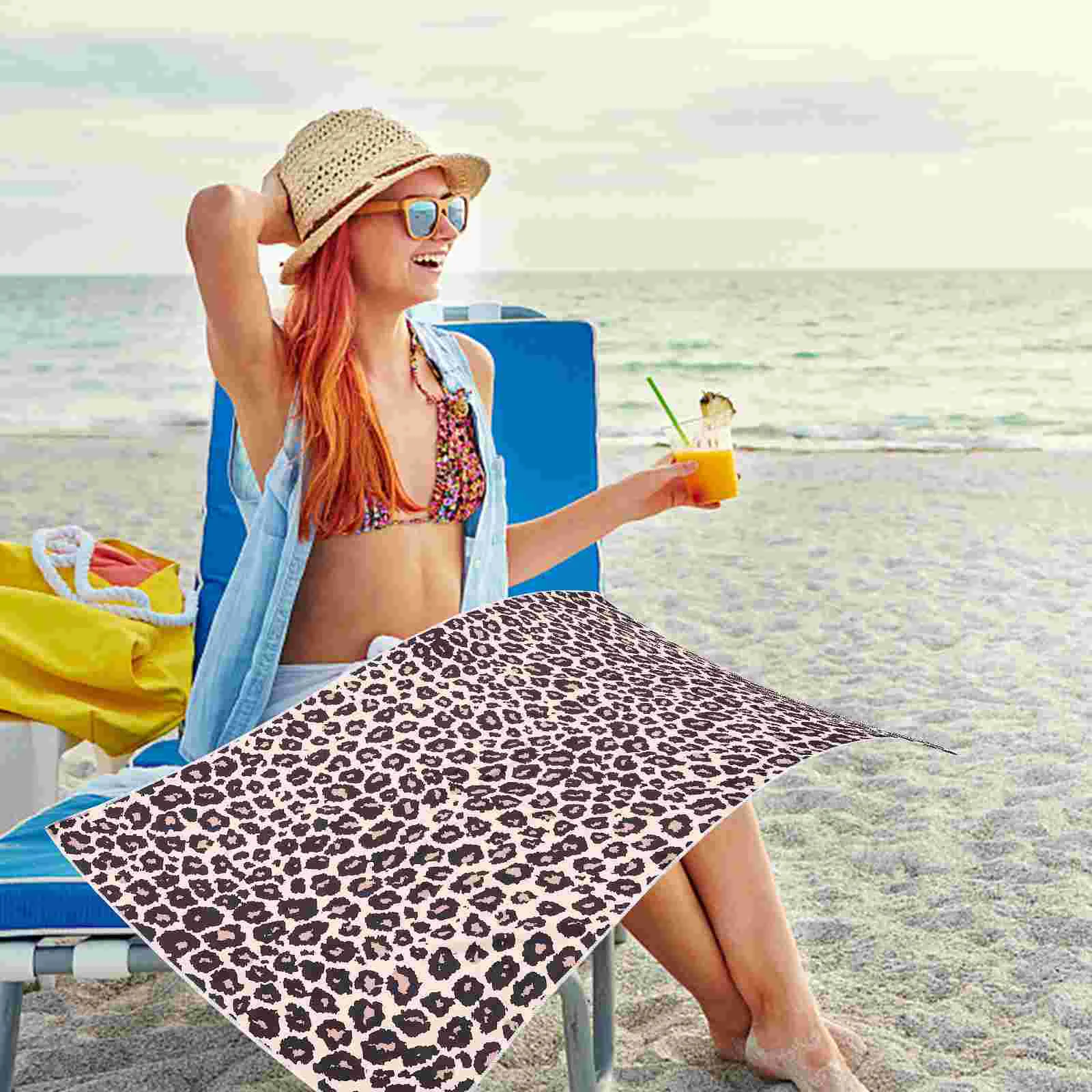 Toalla de baño con estampado de leopardo para gimnasio, playa transpirable, cómoda fibra decorativa para fiesta de natación
