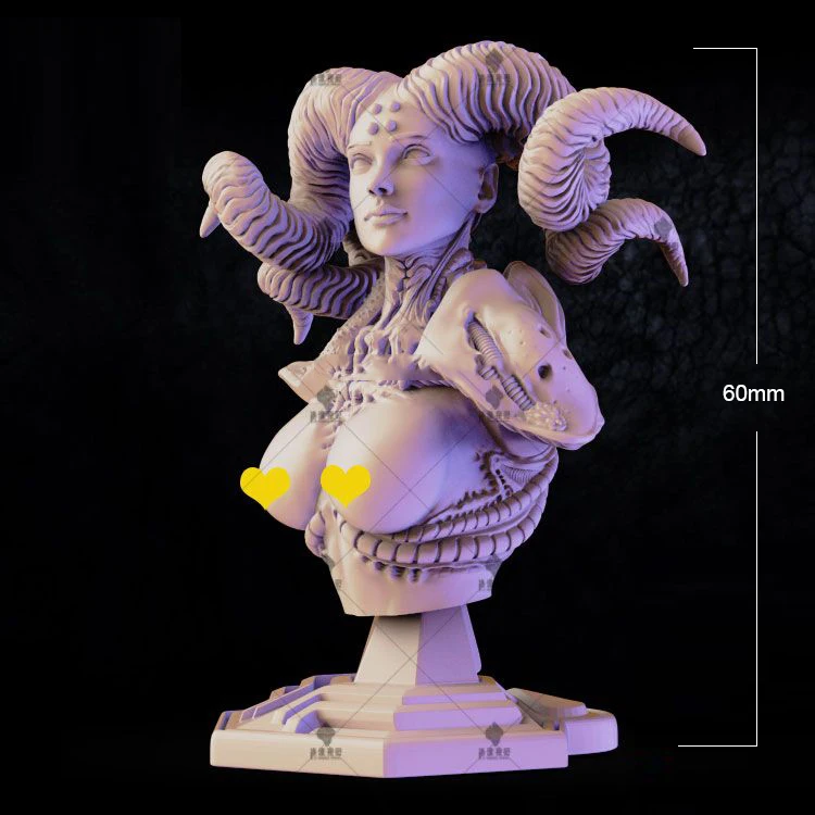 60mm Resin Figure Model Goat Girl Bust  Sculpture Figure Unpainted No Color RW-518