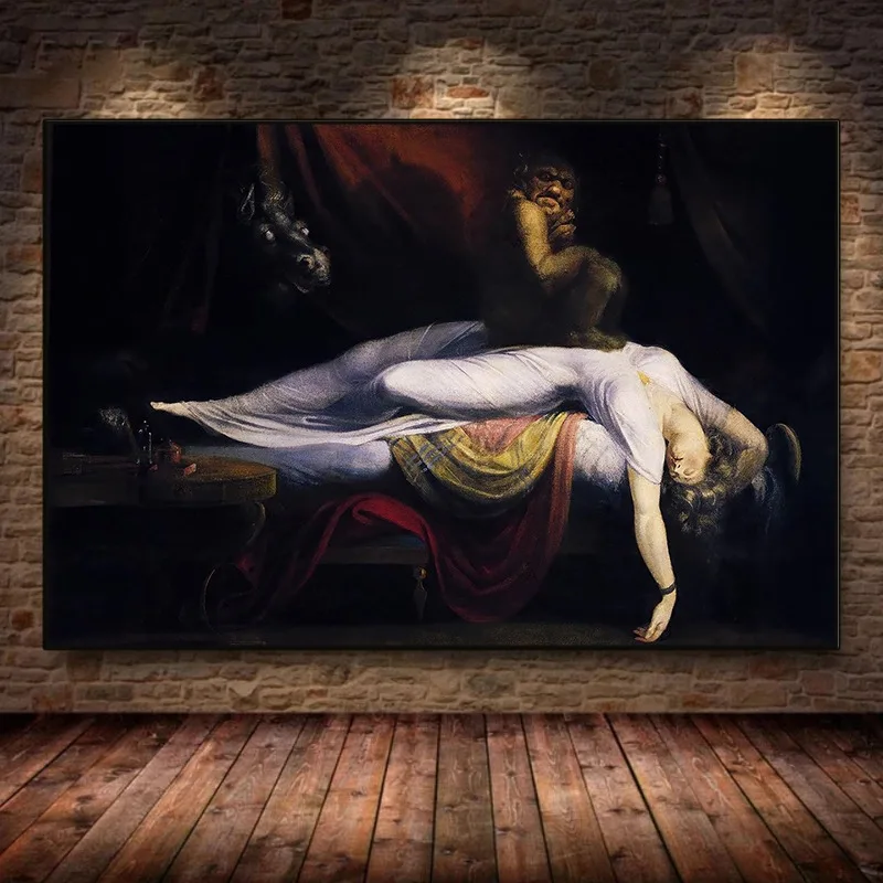 Póster gótico oculto de pesadilla Henry Fuseli, pintura en lienzo de Moody de Academia oscura, arte de pared antiguo para decoración del hogar y la sala de estar