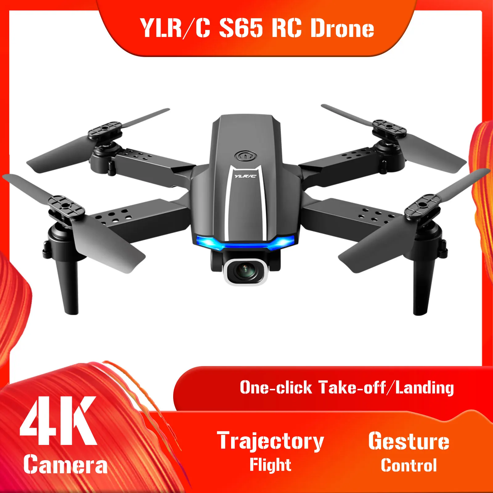 YLR/C Model Aircraft RC Drone with 4K Camera RC Quadcopter with Function Trajectory Flight Gesture Control Storage Bag Package