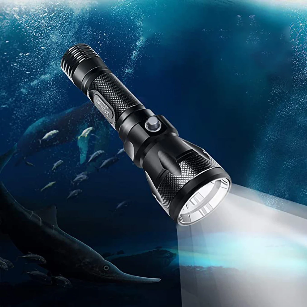 Senter Scuba Diving LED, lampu Lumen multifungsi paduan Aluminium untuk memancing, mendaki, berkemah, Trekking