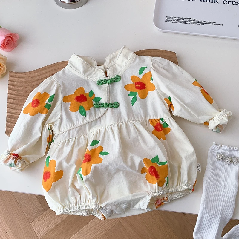 

Newborn Baby Girl Bodysuits Floral Printing Cotton Long Sleeve Infant Baby Girls Jumpsuit Spring Autumn Baby Girls Clothes