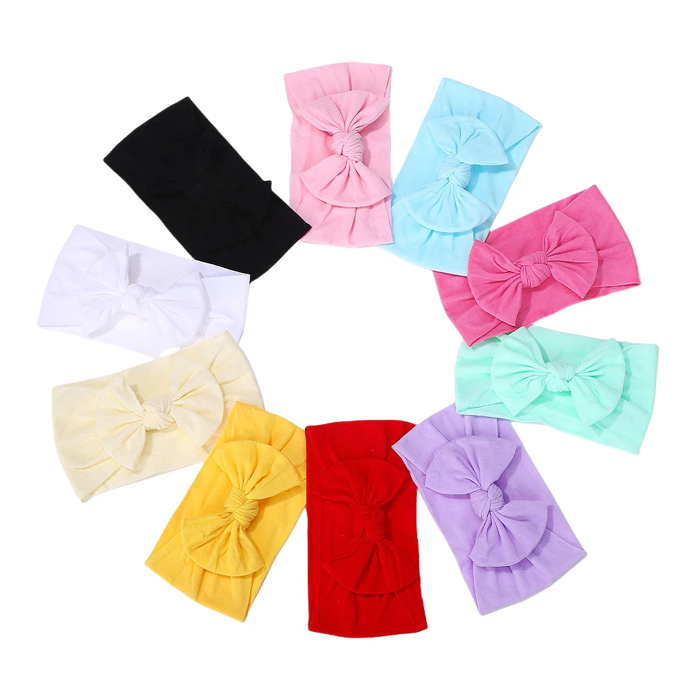 10/20 Stück weiches Strick-Bogen-Stirnband-Set für Babys, süßes Säuglings-Kleinkind, elastische Nylon-Kopfwickel, Bänder, Kopfbedeckung, Haar-Accessoires – Detail 7