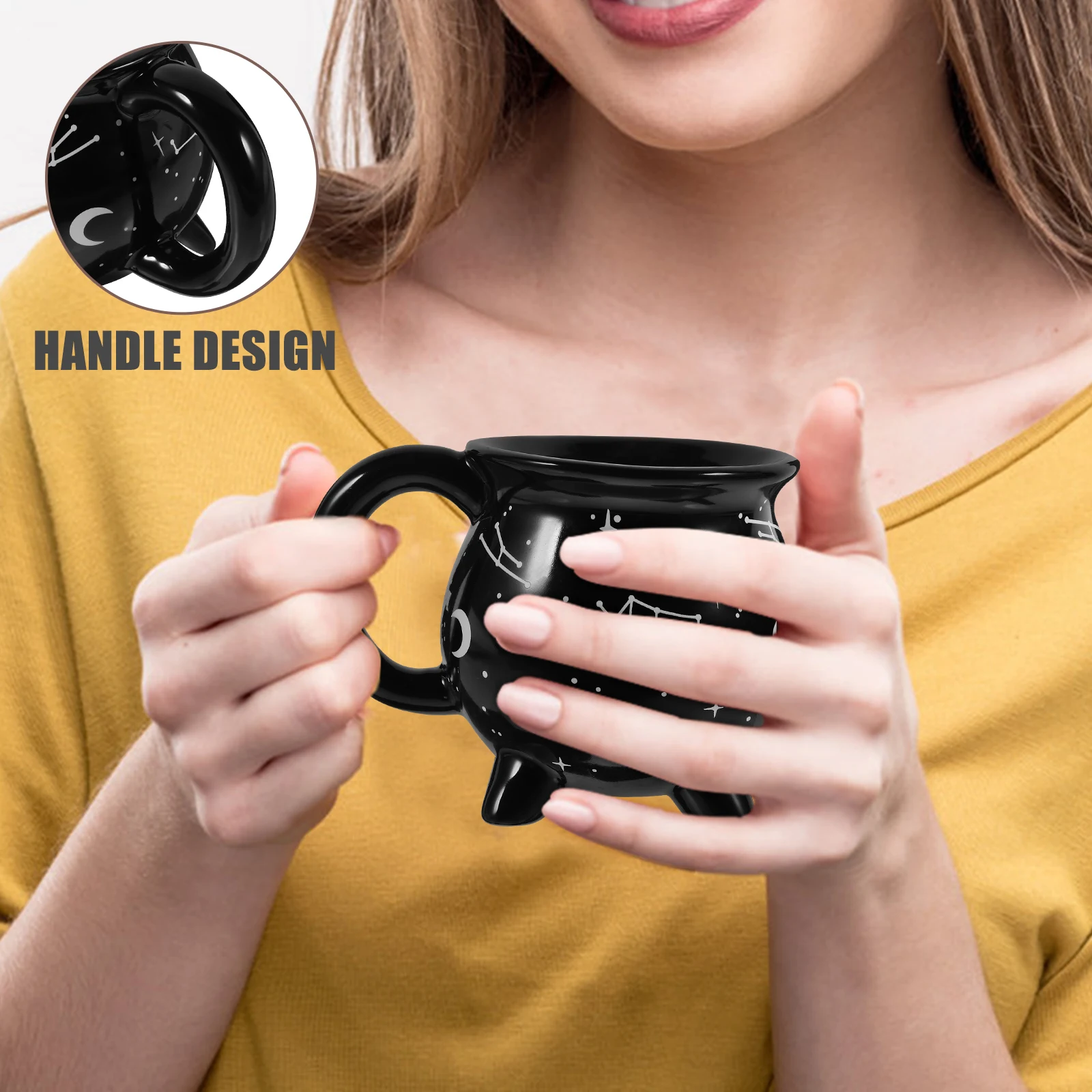 

Ceramic Coffee Mug Witch Glossy Finish Wide Mouth Comfortable Handle for Office Home Cafe Decorative Cup