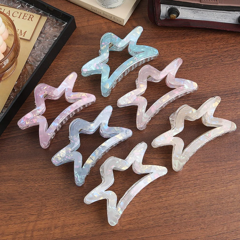 

Fashion PVC Hair Clip Starry Colorful Hollow Hair Grab Transparent Large Size Hair Grab Daily