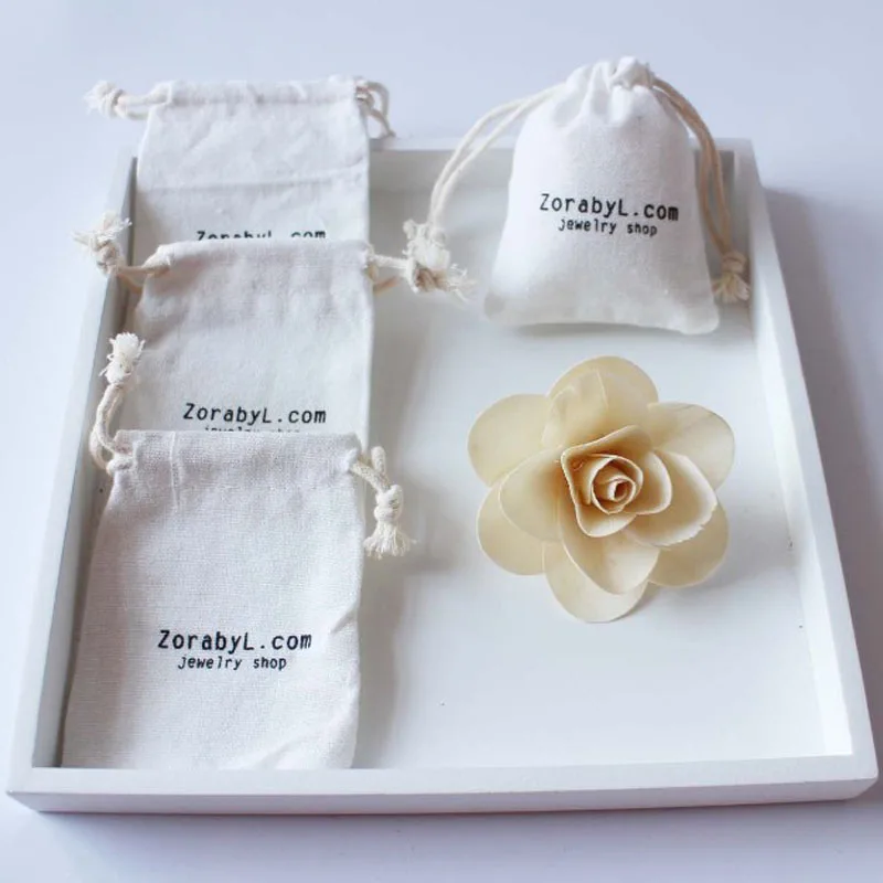 Cotton gift bag 8oz canvas storage Dust Sack for Jewery Beauty Makeup Candle Perfume Packaging