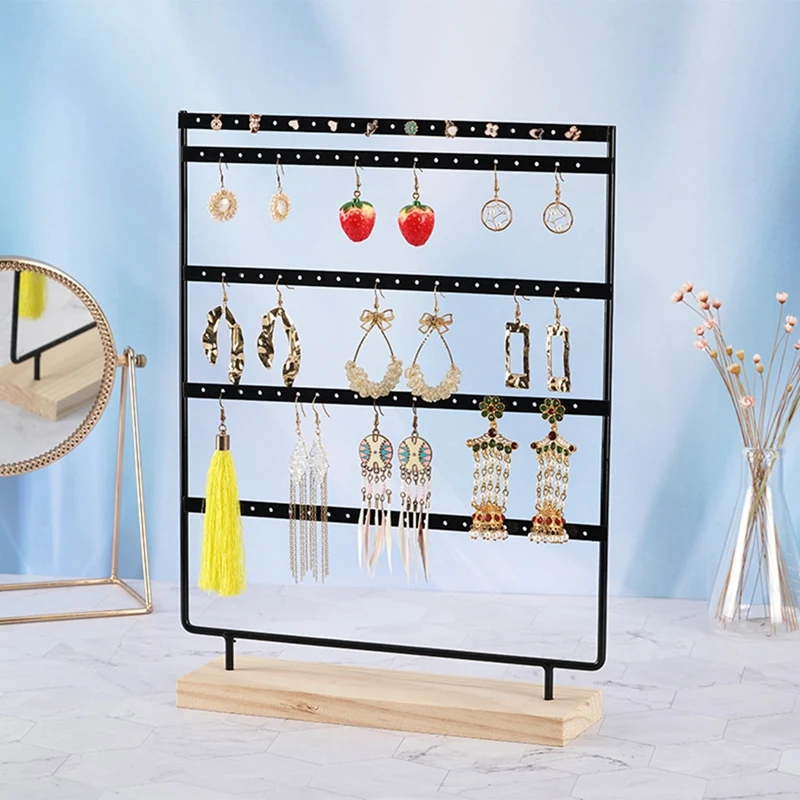 1 Piece Simple 5-Layer White 100-Hole Jewelry Rack Jewelry Storage Jewelry Rack Dressing Table Jewelry Display Durable