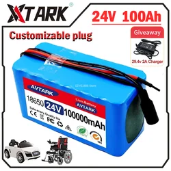 2024 new High Capacity 24V 100Ah 7s3p 18650 lithium battery 24V 100000mAh lithium-ion rechargeable battery pack+2A charger