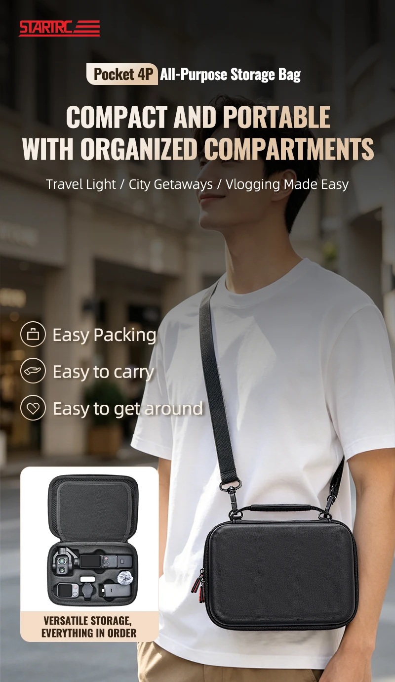 Pocket 4P Tragetasche für DJI Osmo Pocket 4 Pro Creator Combo Zubehör Tragbare PU-Schutz-Schulter-Reisetasche – Detail 1
