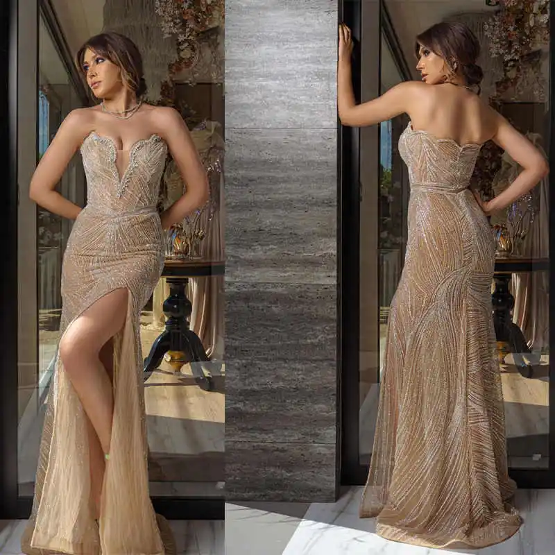 

Gorgeous Evening Dress Sweetheart Sleeveless Zipper Sequins Crystal Bridal Gowns Dresses Floor Length Customized