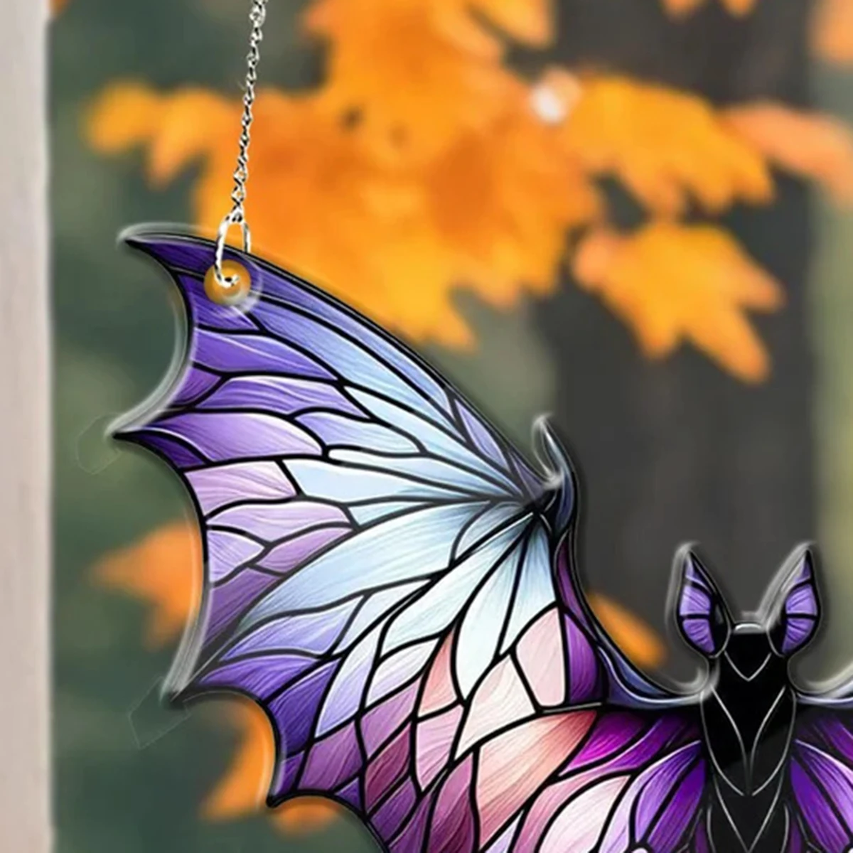 Stained Glass Effect Acrylic Bat Hanging Decoration Gothic Halloween Window Decor Colorful Suncatcher for Home Party Decor Gift view 5