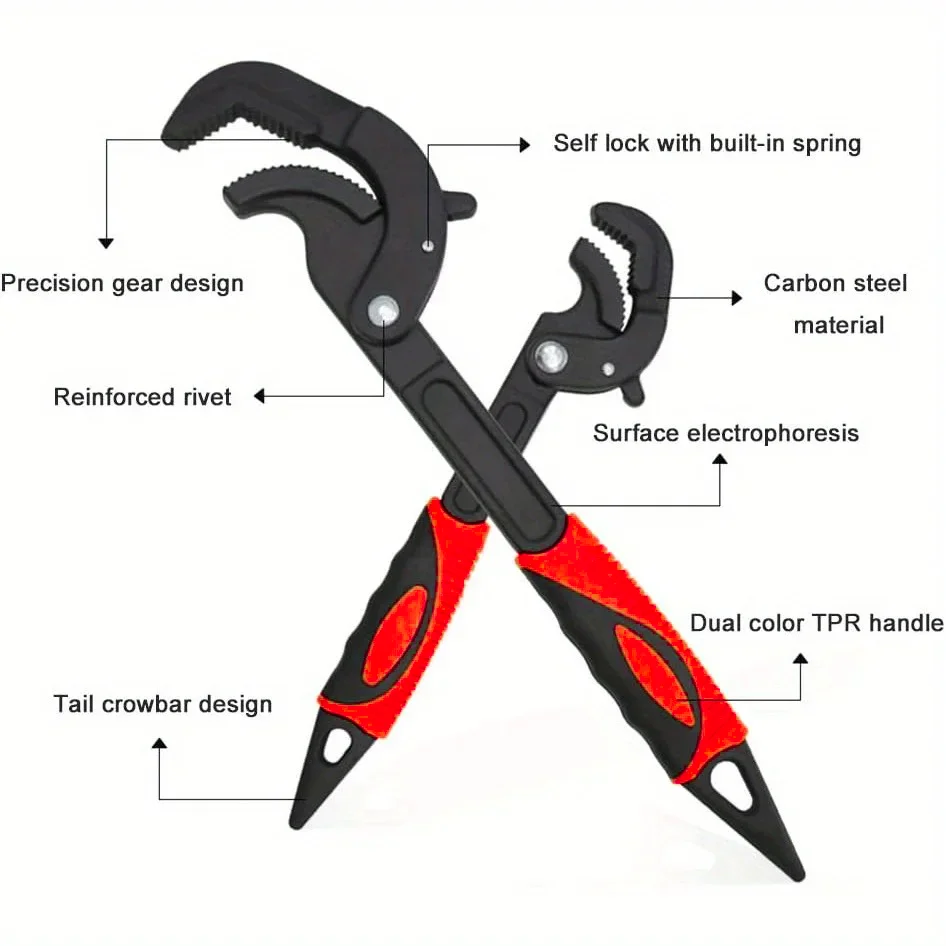 Universal Adjustable Wrench Set, Quick-Open Pipe Wrench for Plumbing, Repairs, and Auto Maintenance