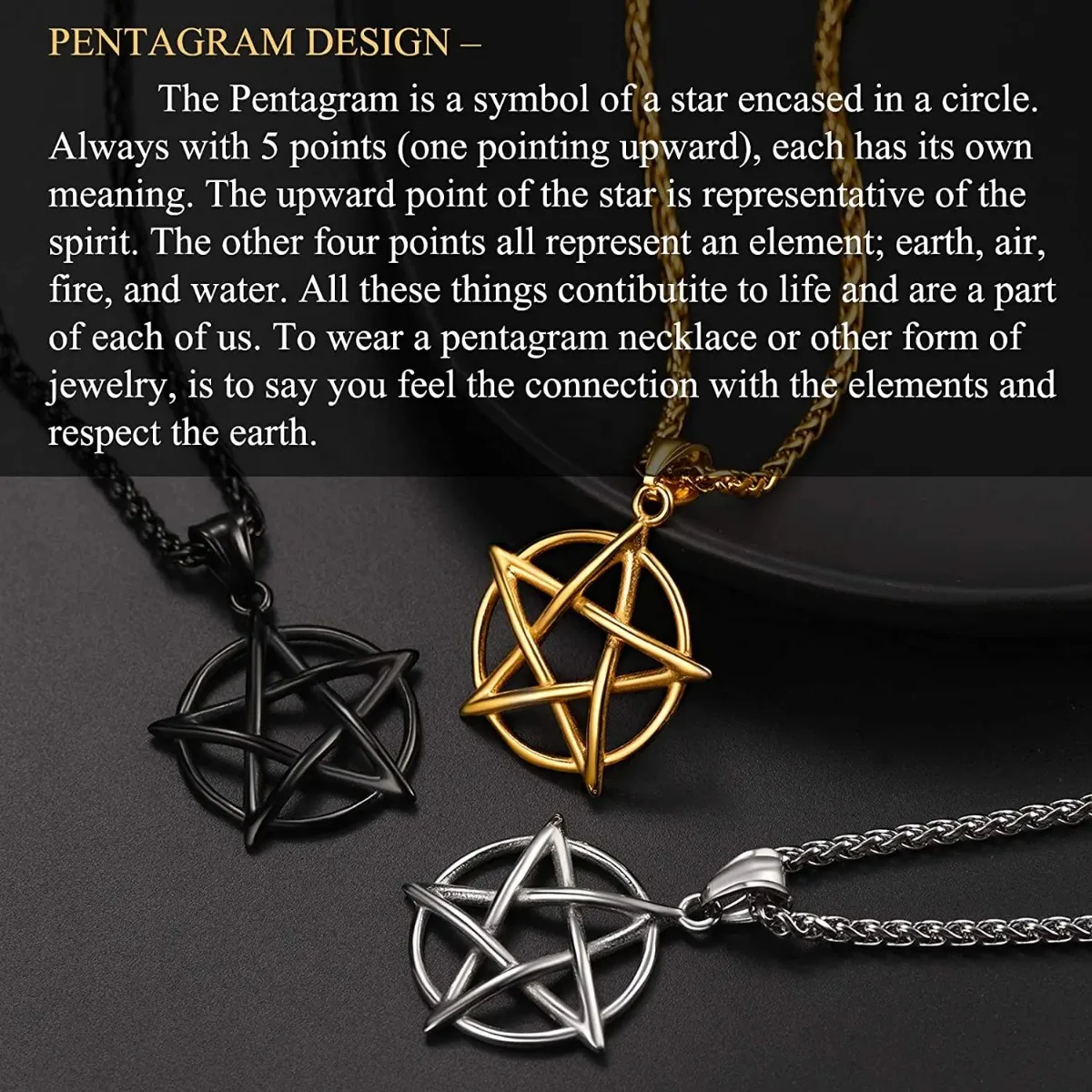 U7 Pentacle Necklace for Man Women Stainless Steel Star Wiccan Magic Pentagram Goat Head Skull Ancient Egypt Symbol Jewelry