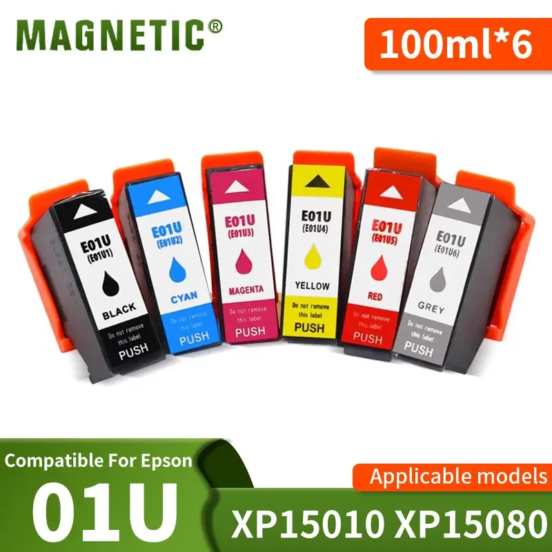 1Set 01U T01U1 T01U2 T01U3 T01U4 T01U5 T01U6 Premium Compatible Ink Cartridge for Epson XP-15010 XP-15080 A3 Printer with Chip