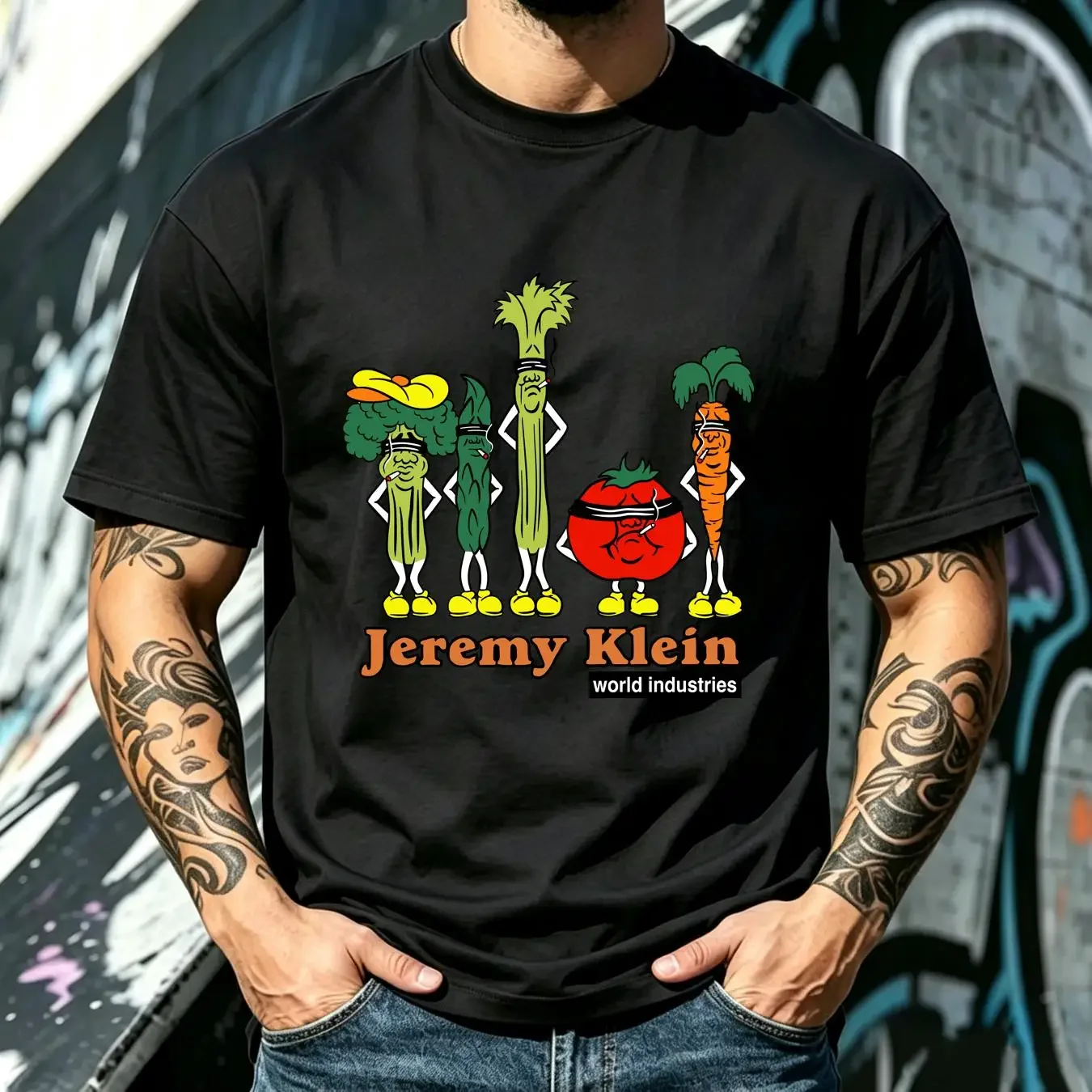 washed T Shirt Jeremy Klein World industries skate Vegetables Skateboarding long or short sleeves vintage Washed Unisex