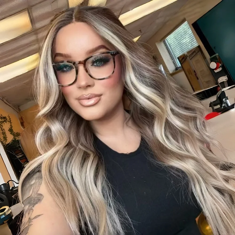 

Парик с эффектом омбре и светлыми прядями, с темными корнями, волнистый, из термостойкого волокна, для белых женщин, с предварительно выщипанной линией роста волос