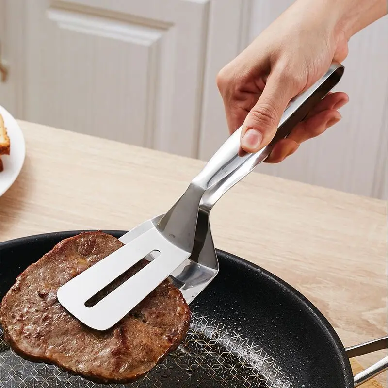 

Stainless Steel Frying Shovel Clip Multifunctional Steak BBQ Tongs Frying Fish Spatula Clip Household Kitchen Tool Bread Clip