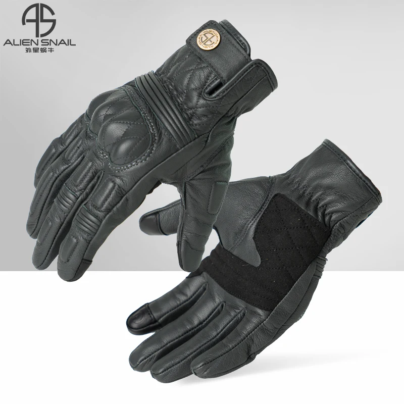 

Винтажные кожаные мотоциклетные перчатки, перфорированные дышащие мотоциклетные перчатки для мотокросса, перчатки для верховой езды с сенсорным экраном Guantes Moto