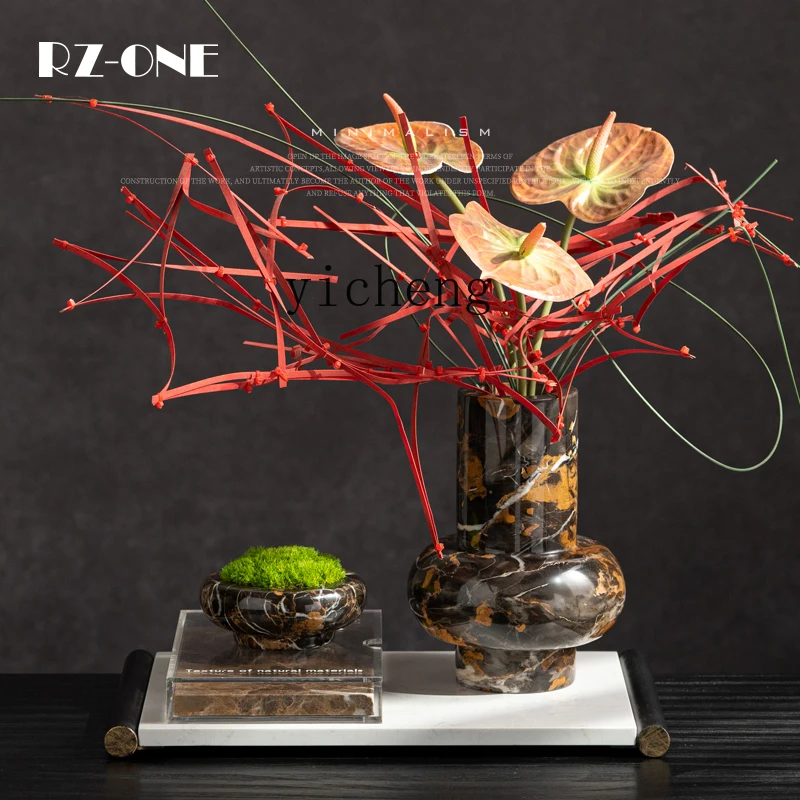 

FY Marble Flower Vase Decoration High-end Study Living Room Floral Home Decor