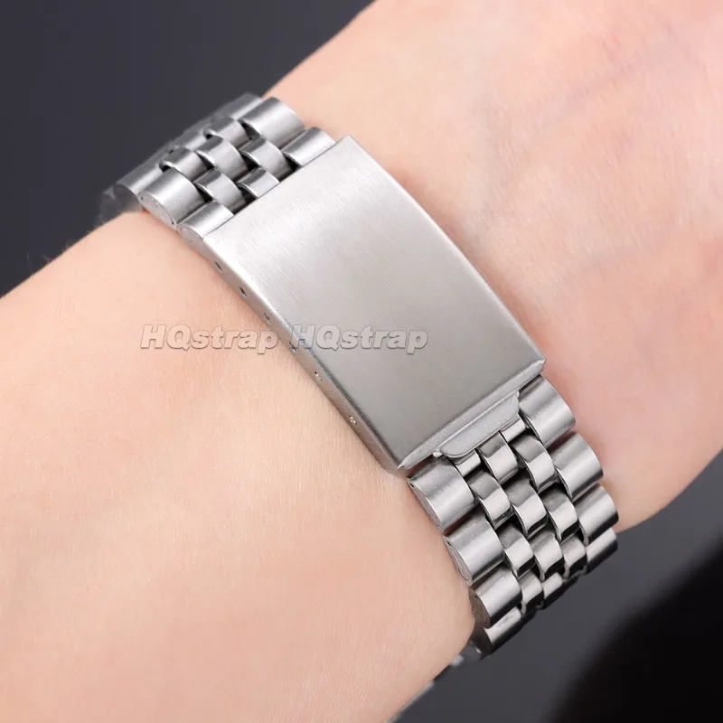 Gebogenes Edelstahl-Uhrenarmband 18/20mm, zwei Ausführungen, Metallglieder, Universalarmband für Rolex und Seiko, Faltschließe – Detail 10