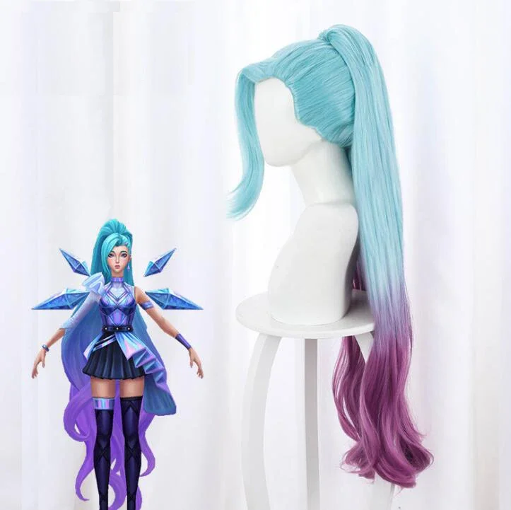 Anime Game Cosplay Wigs Cosplay Seraphine Blue Purple Long Gradient Heat Resistant  Hair Wig