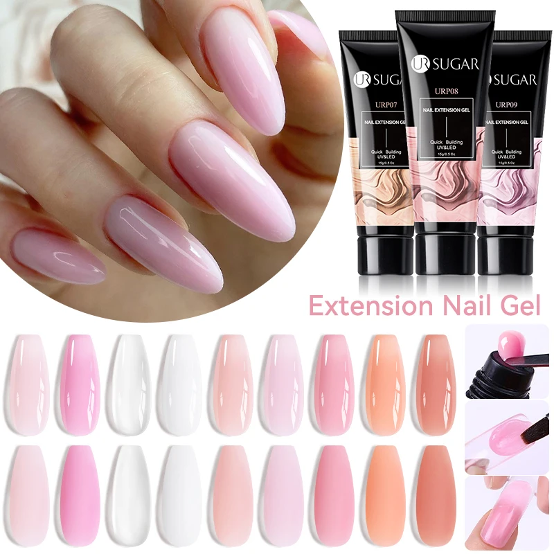 UR SUGAR 1PC 15ml Nail Extension Gel Soak Off UV LED Acrylic Crystal Nude White Clear Gel Nail Polish UV Extension Gel