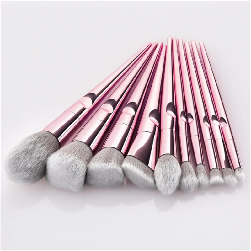 High Quality 10pcs Colorful Makeup Brush Set With Bag Synthetic Hair Brushes Set Powder Blush Foundation Eyeshadow Makeup Tool