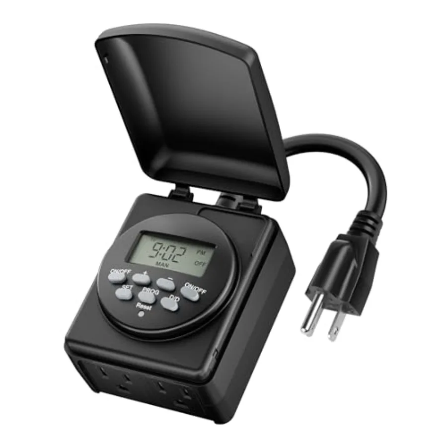 

Цифровой астрономический ландшафтный таймер на 7 дней, программируемый, уличный, с двумя заземленными розетками, водонепроницаемый, для Рождества