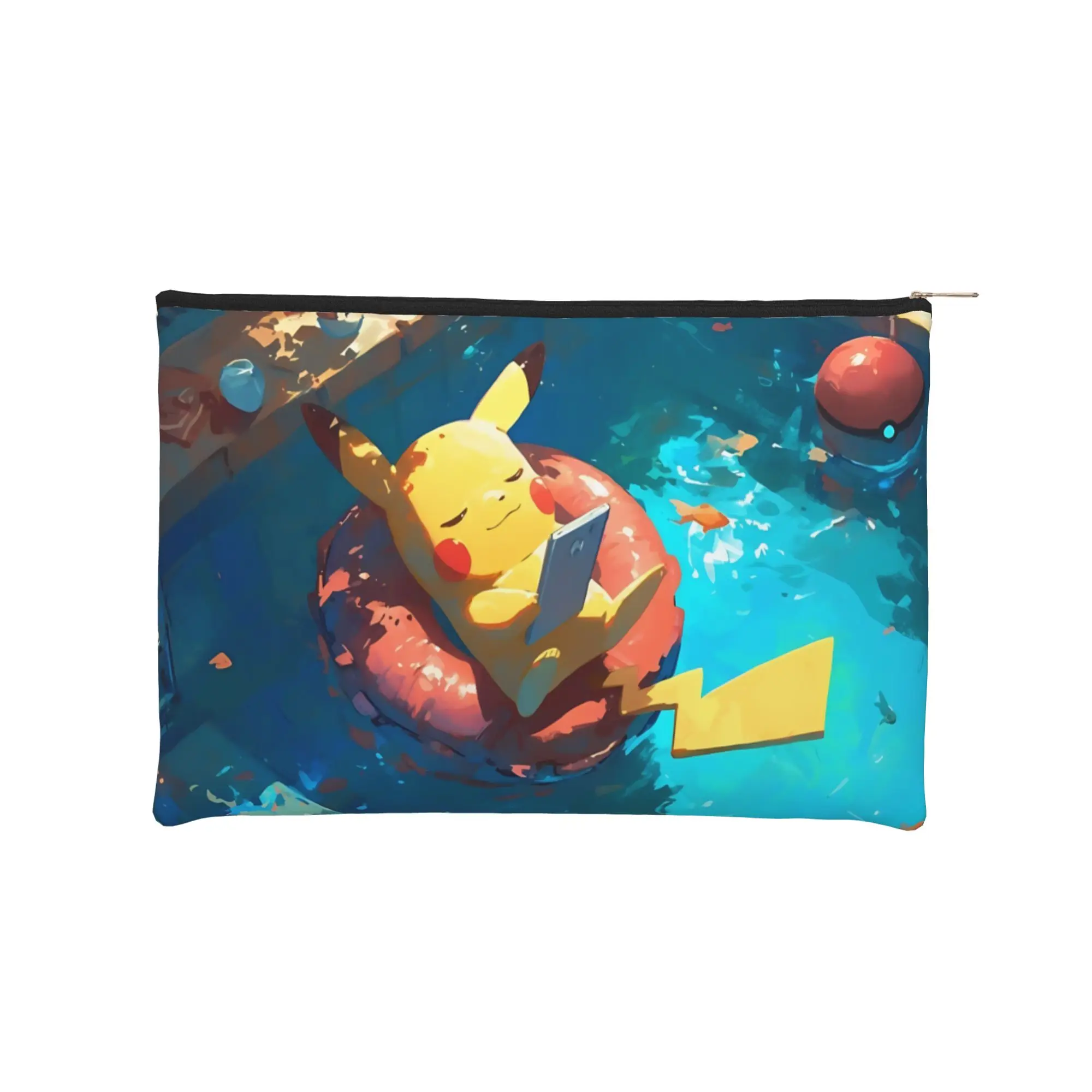 

Легкая и милая косметичка с тематикой Покемонов в стиле летнего настроения, сумка для туалетных принадлежностей с Пикачу, дорожная сумка на молнии для необходимых вещей.