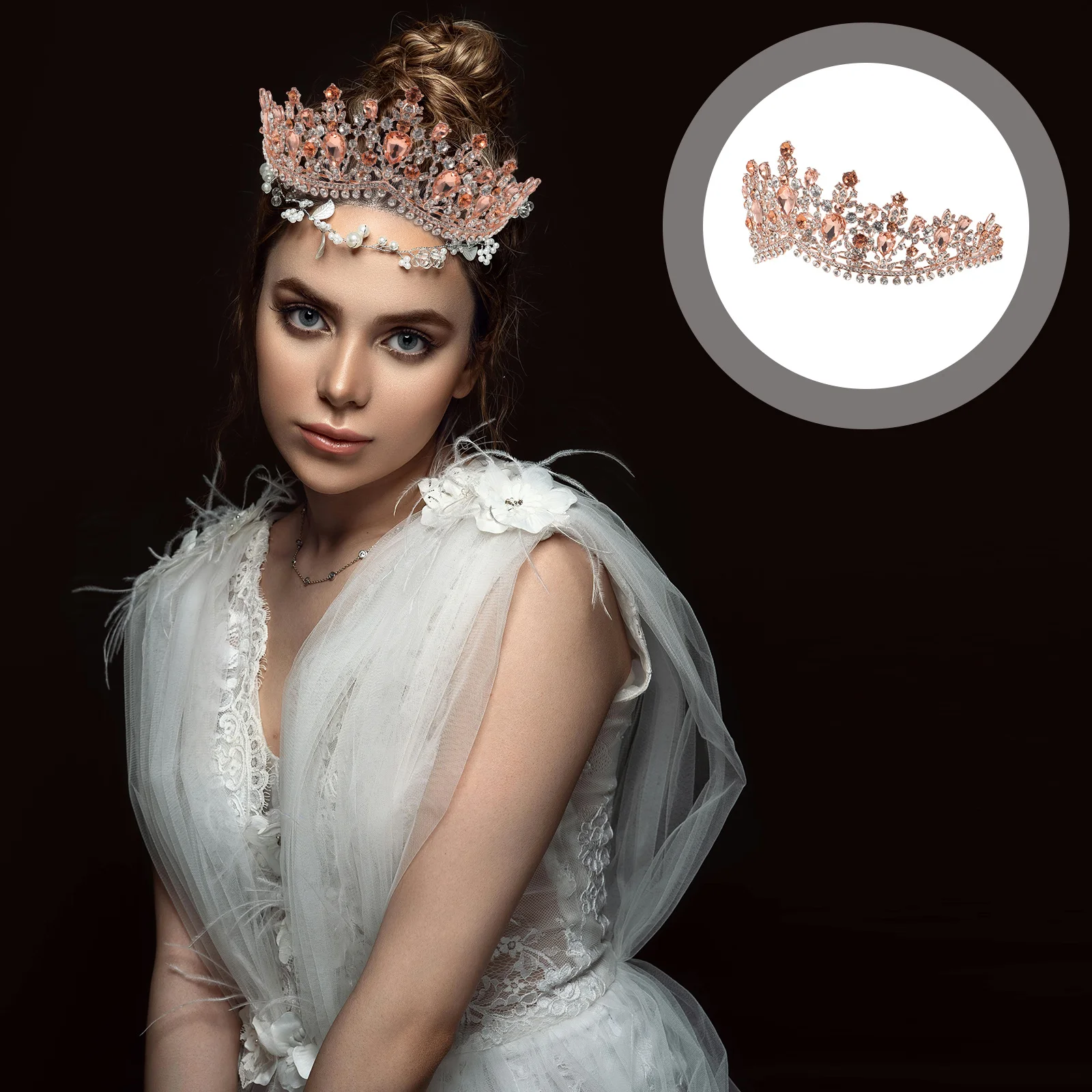 

Women Crown Handmade Luxury Rose Gold Hair Band Artificial Rhinestone Bridal Headband Wedding Headdress Bridal Hair Accessories