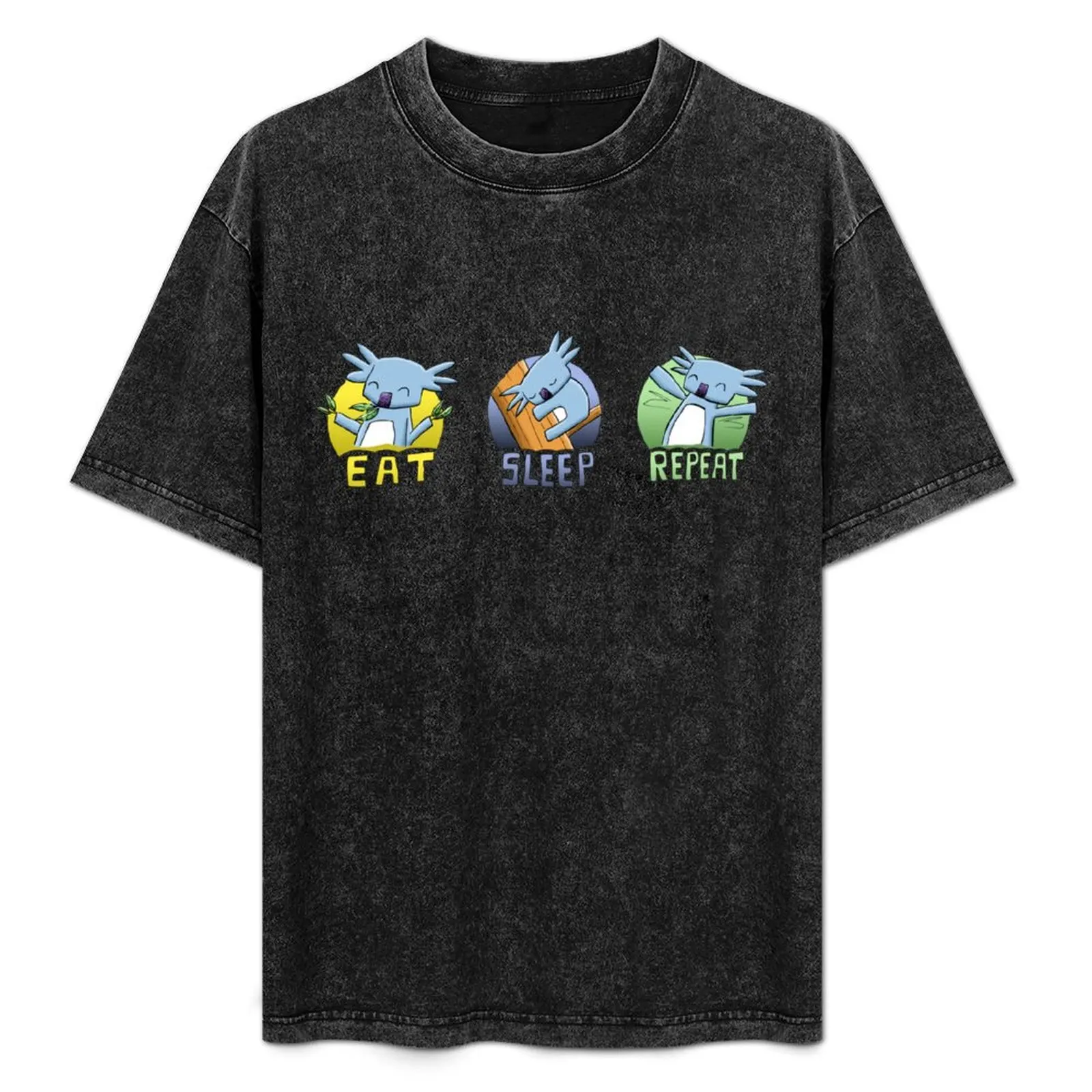 

Cute Koala - Eat Sleep Repeat T-Shirt Simple Solid Color Crew Neck Tee