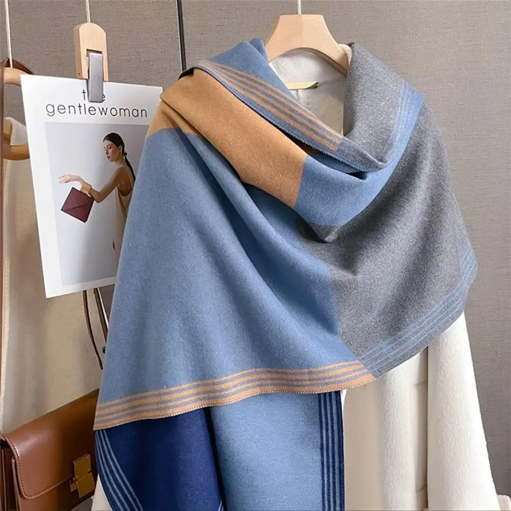 

2025 зимний теплый кашемировый шарф для женщин, толстая теплая шаль, шейный платок, пашмина, женская роскошная качественная шаль, накидка Bufanda Echarpe