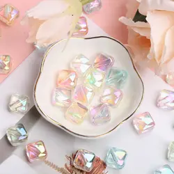 10pcs/bag 13mm UV Dazzle Color Acrylic Handmade Transparent Square Beads with Diagonal Hole DIY Bracelet Necklace Making