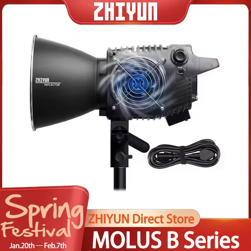 

ZHIYUN MOLUS B100 B200 B300 B500 Video Light 300W LED Photography Lighting Fill Light for Photos Studio Video Youtube TikTok