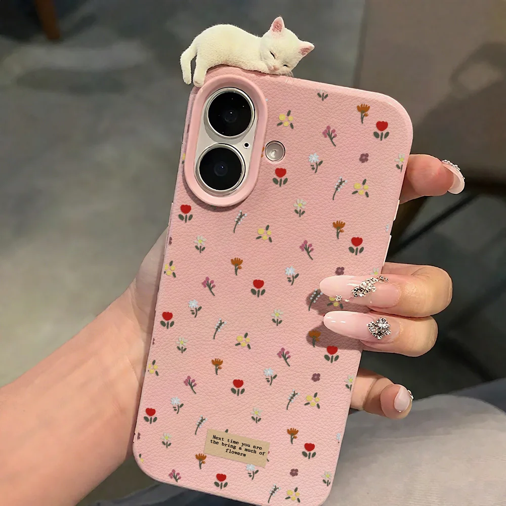 Cute Floral Soft Silicone Phone Case For iPhone 17 Pro Case iPhone 16 15 13 11 14 12 Pro Max 16 Plus Leather Shockproof Cover - view 2