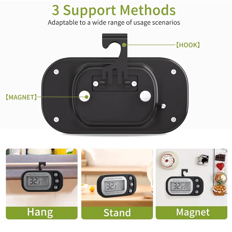 SEWS-2 Pack Digital Refrigerator Temperature Monitors With Large Display Screen And Magnetic Mount