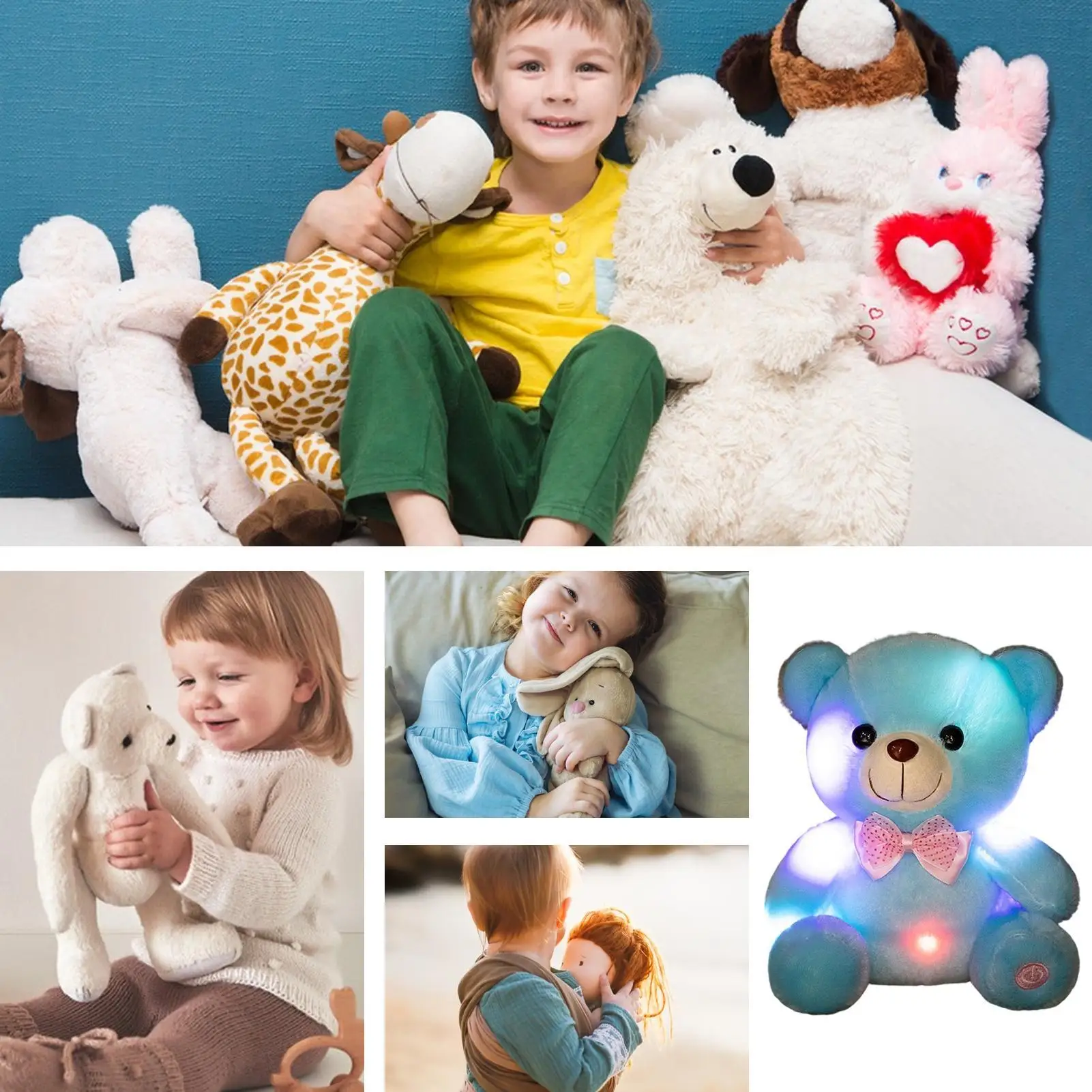 Niedliches buntes leuchtendes Bären-Plüschtier, leuchtend, kreativ, Regenbogen, leuchtend, LED, Stofftier, Weihnachtsgeschenk, Kindergeburtstagsgeschenke