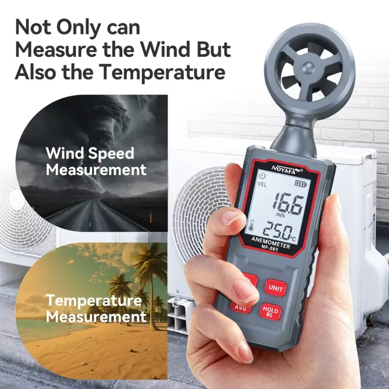 NF-561 Digital Anemometer High-Precision Mini Wind Speed Meter for HVAC Drones & Outdoor Use