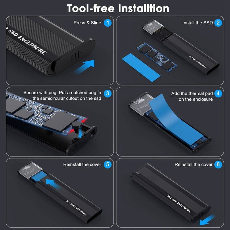 M2 SSD Case NVME SATA Dual Protocol M.2 To USB Type C 3.1 SSD Adapter For NVME PCIE NGFF SATA SSD Disk Box M.2 SSD Case