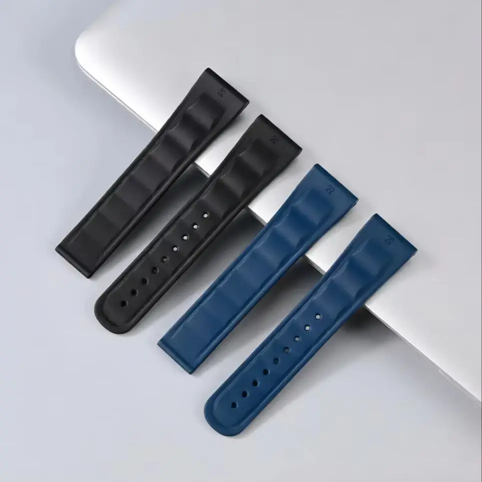 Premium FKM Rubber Watch Strap with Deployant Clasp Universal Quick Release Replacement Strap for Men Dustproof Sweat-proof