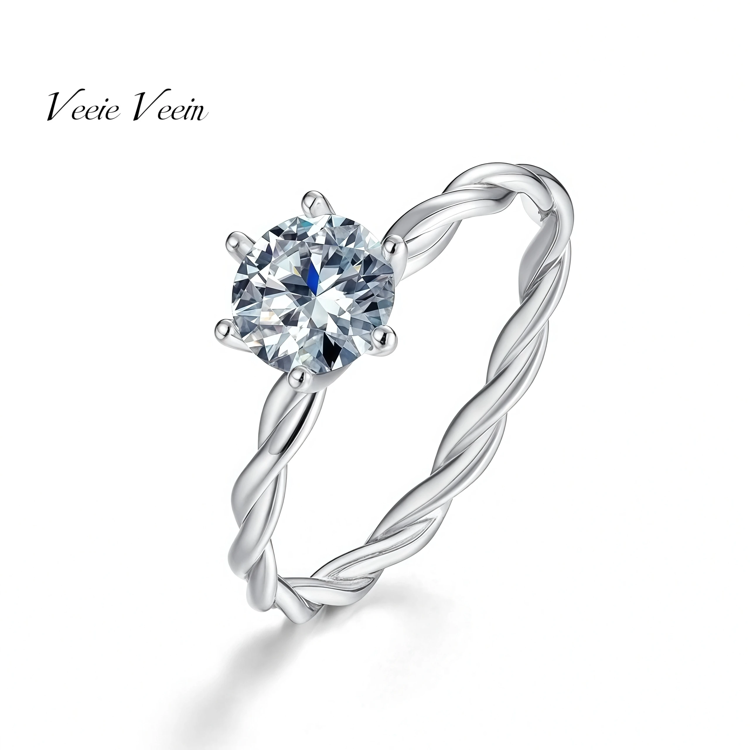 

Брендовые вечерние кольца Veeie Veein, женское кольцо с муассанитом в один карат, серебро S925 с шестью зубцами, ювелирные изделия