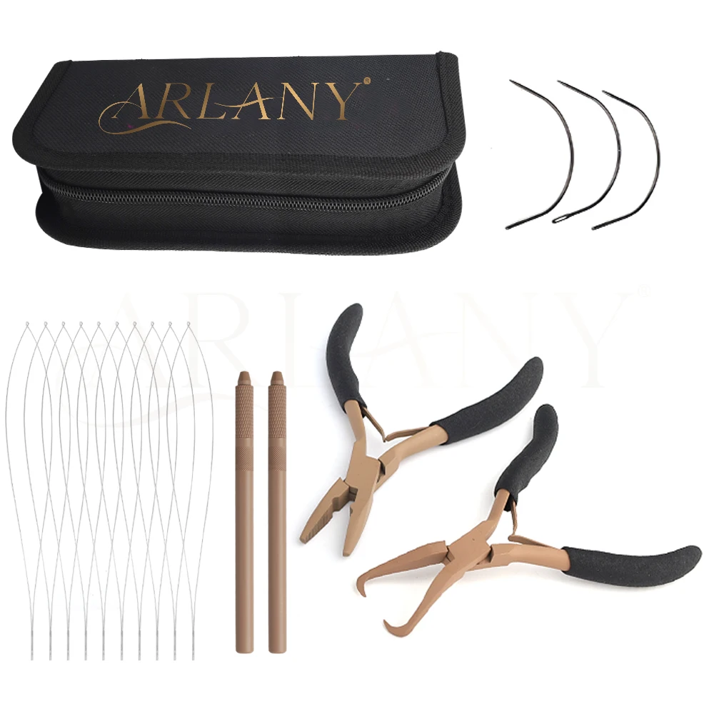 

ARLANY набор лопаток для наращивания волос для микробусинок, кольца, инструмент для петли для волос, плоскогубцы Microlink для шитья, наращивание утка, мишура для волос