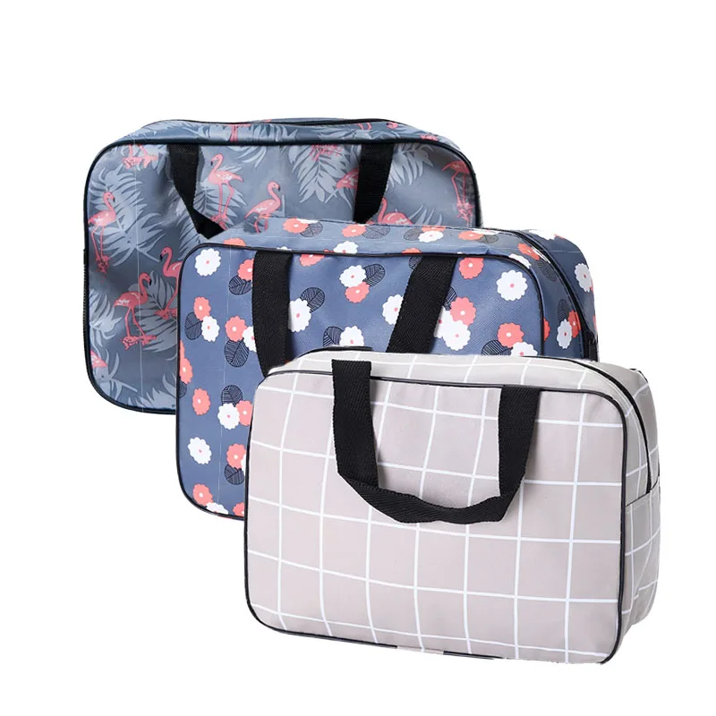 Fashion Tote Floral Lattice Makeup Case Women Wash Travel Large-capacity Portable Storage Bag Female Floral Print Cosmetic Bags