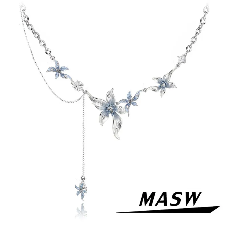 

MASW Original Design Delicate Elegant Temperament Flower Necklace For Women Party Gifts Trendy Jewelry Popular Accessories